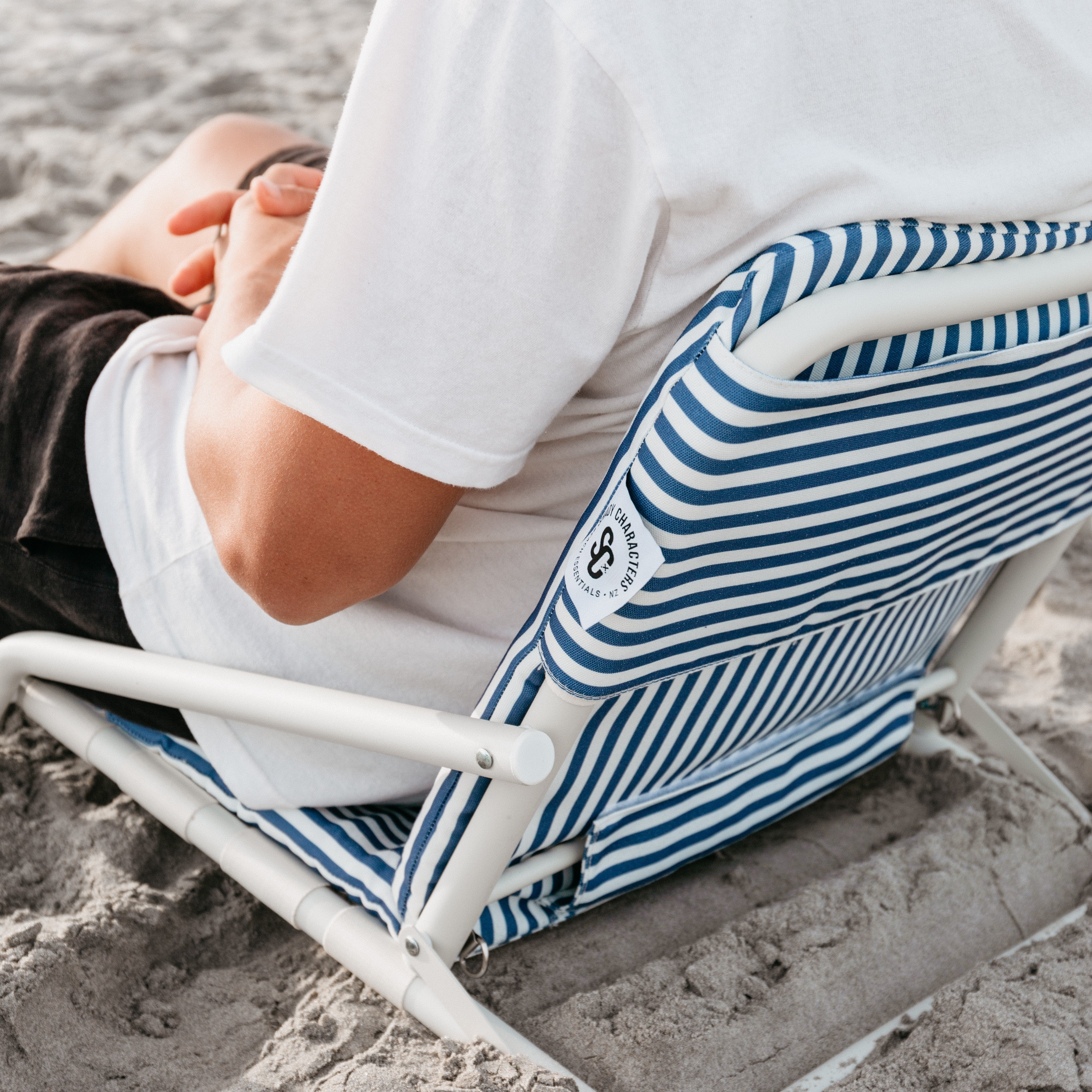 Blue and white hot sale striped beach chair